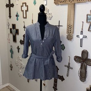 Christopher & Banks stripped blue and white top size small